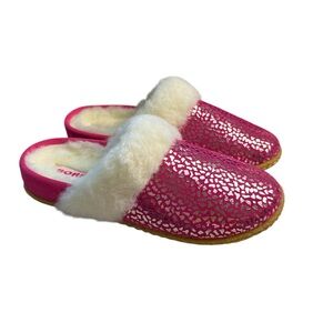 Sorel NEW Youth Nakiska Slide II Cactus Pink/White Fuzzy Slipper Youth 3, 4, 5